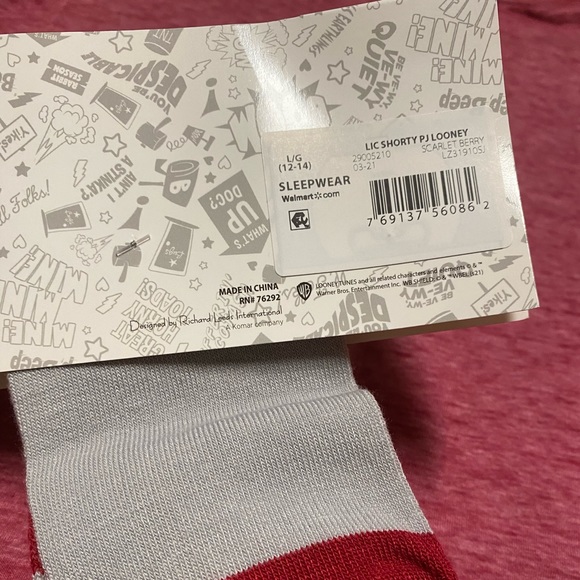 Warner Bros Womens Looney Tunes 3 Piece Shorty Sleep Set Size L NEW NWT - Picture 11 of 12